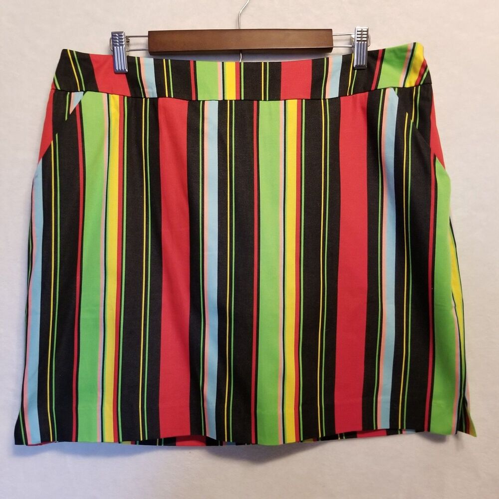 Loudmouth 14 Skirt Skort Multicolor Striped Pockets Activewear Golf Pickleball